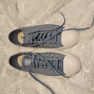 Converse low tops, ladies sz 10 1/2.   Blue basket weave pattern.  Worn once.